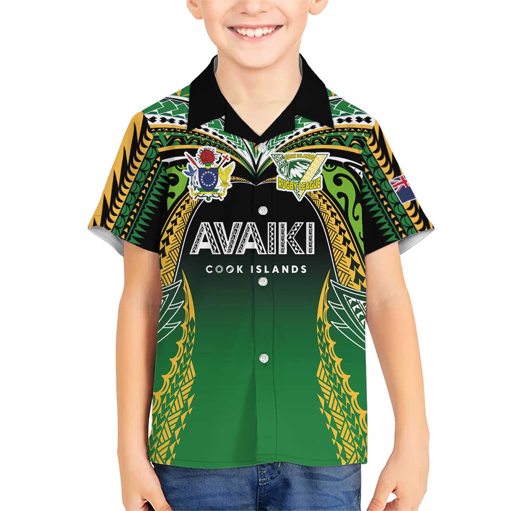 Custom Cook Islands Rugby League Hawaiian Shirt Avaiki Tatau Tribal Motifs Black Color LT03 - Polynesian Pride