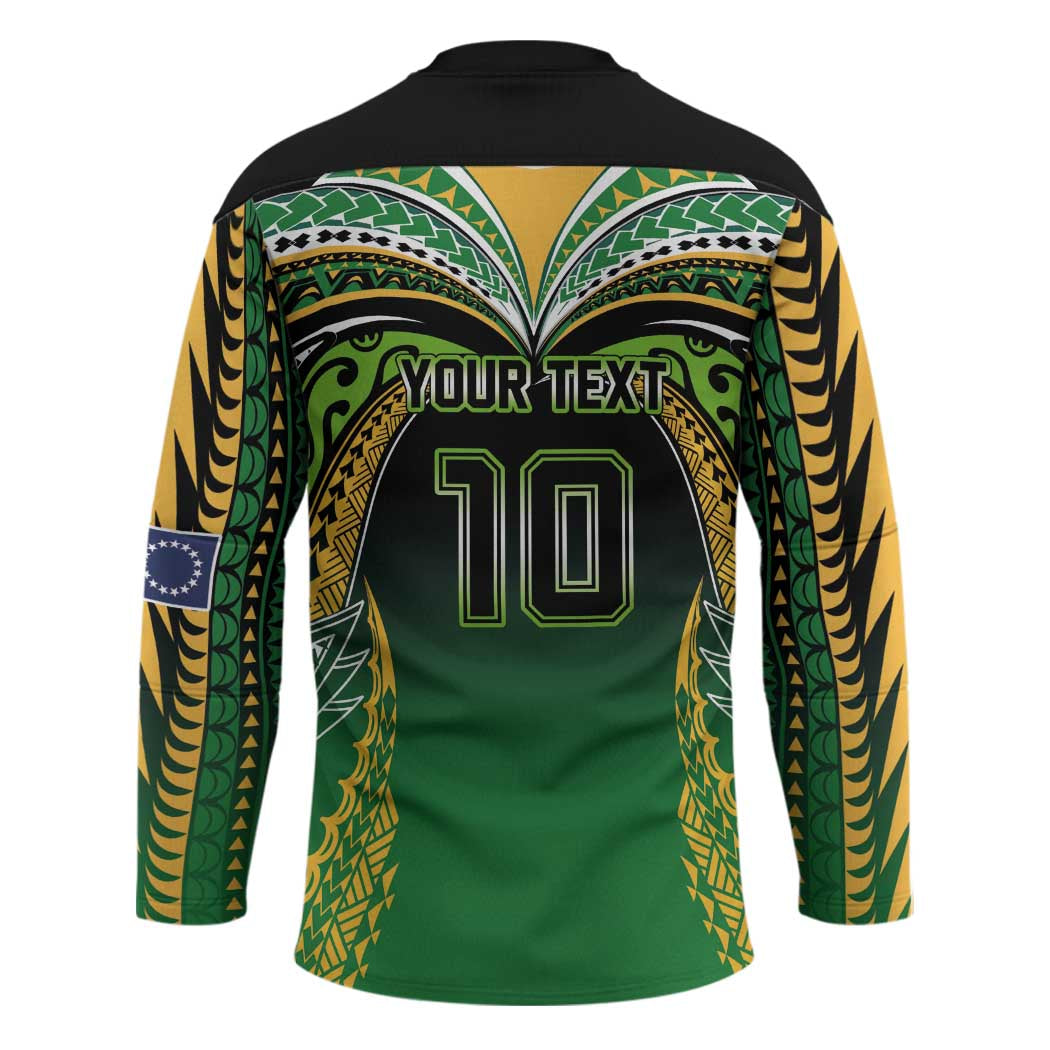 Custom Cook Islands Rugby League Hockey Jersey Avaiki Tatau Tribal Motifs Black Color LT03 - Polynesian Pride
