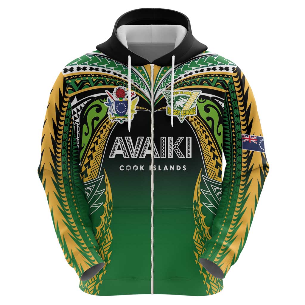 Custom Cook Islands Rugby League Hoodie Avaiki Tatau Tribal Motifs Black Color LT03 - Polynesian Pride