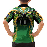 Custom Cook Islands Rugby League Kid Hawaiian Shirt Avaiki Tatau Tribal Motifs Black Color LT03 - Polynesian Pride