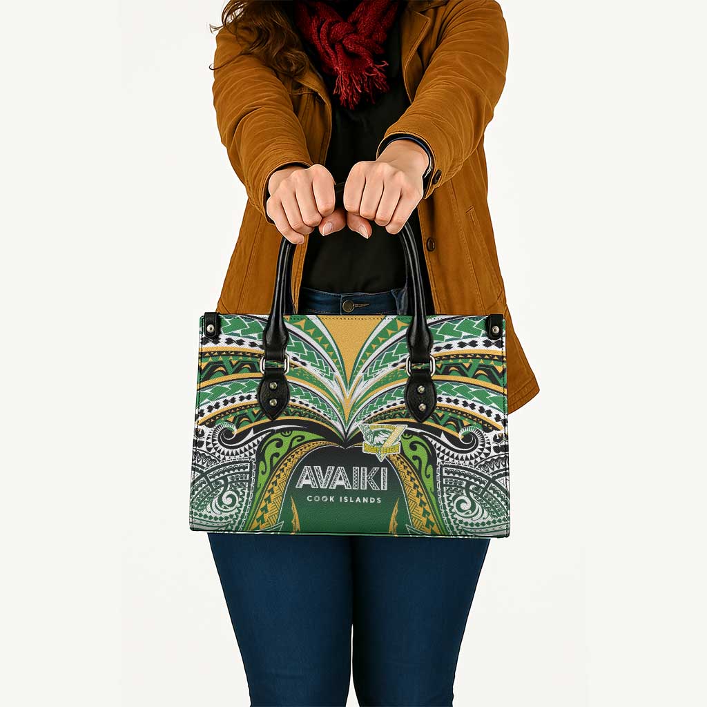 Cook Islands Rugby League Leather Bag Avaiki Tatau Tribal Motifs Black Color - Polynesian Pride