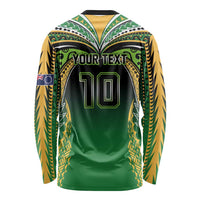 Custom Cook Islands Rugby League Long Sleeve Shirt Avaiki Tatau Tribal Motifs Black Color LT03 - Polynesian Pride