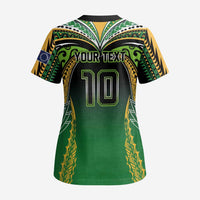 Custom Cook Islands Rugby League Scrub Top Avaiki Tatau Tribal Motifs Black Color LT03 - Polynesian Pride