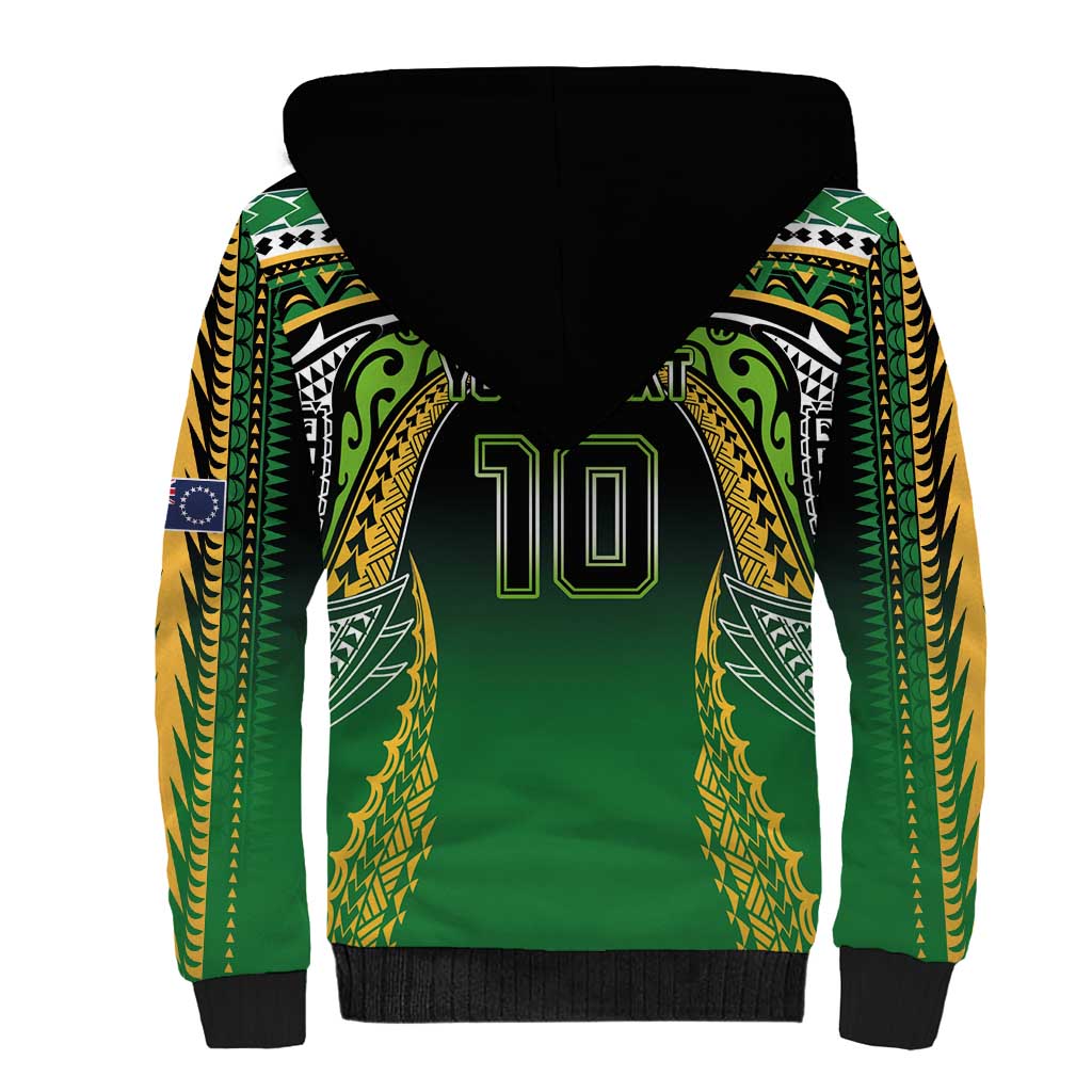 Custom Cook Islands Rugby League Sherpa Hoodie Avaiki Tatau Tribal Motifs Black Color LT03 - Polynesian Pride