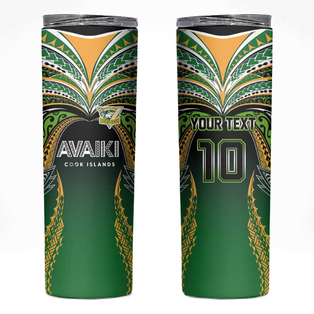 Custom Cook Islands Rugby League Skinny Tumbler Avaiki Tatau Tribal Motifs Black Color LT03 Black - Polynesian Pride