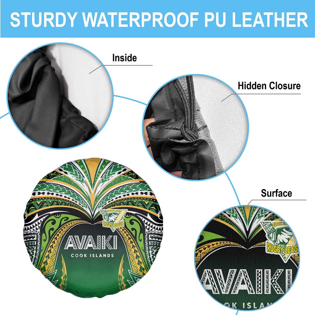 Cook Islands Rugby League Spare Tire Cover Avaiki Tatau Tribal Motifs Black Color LT03 - Polynesian Pride