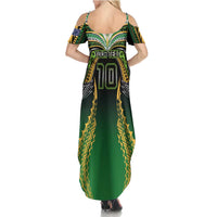 Custom Cook Islands Rugby League Summer Maxi Dress Avaiki Tatau Tribal Motifs Black Color LT03 - Polynesian Pride