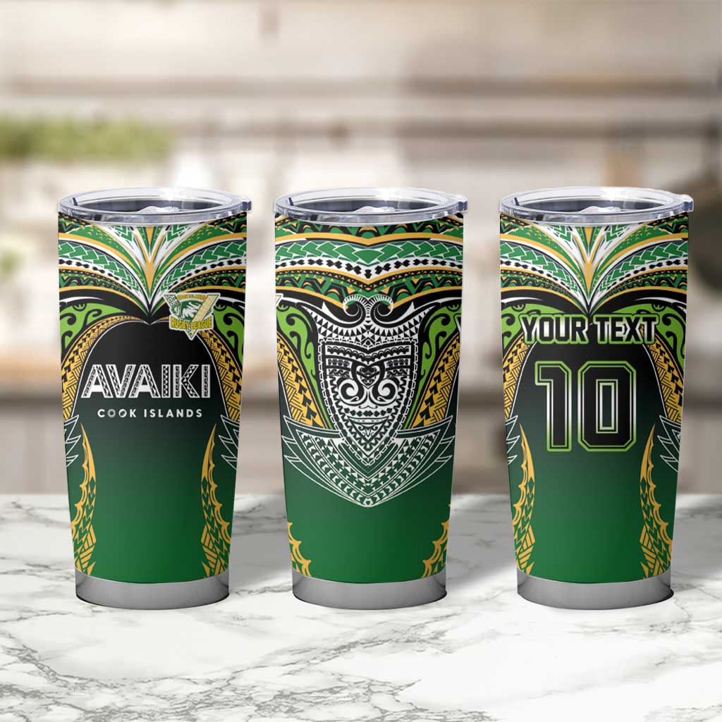 Custom Cook Islands Rugby League Tumbler Cup Avaiki Tatau Tribal Motifs Black Color LT03 - Polynesian Pride