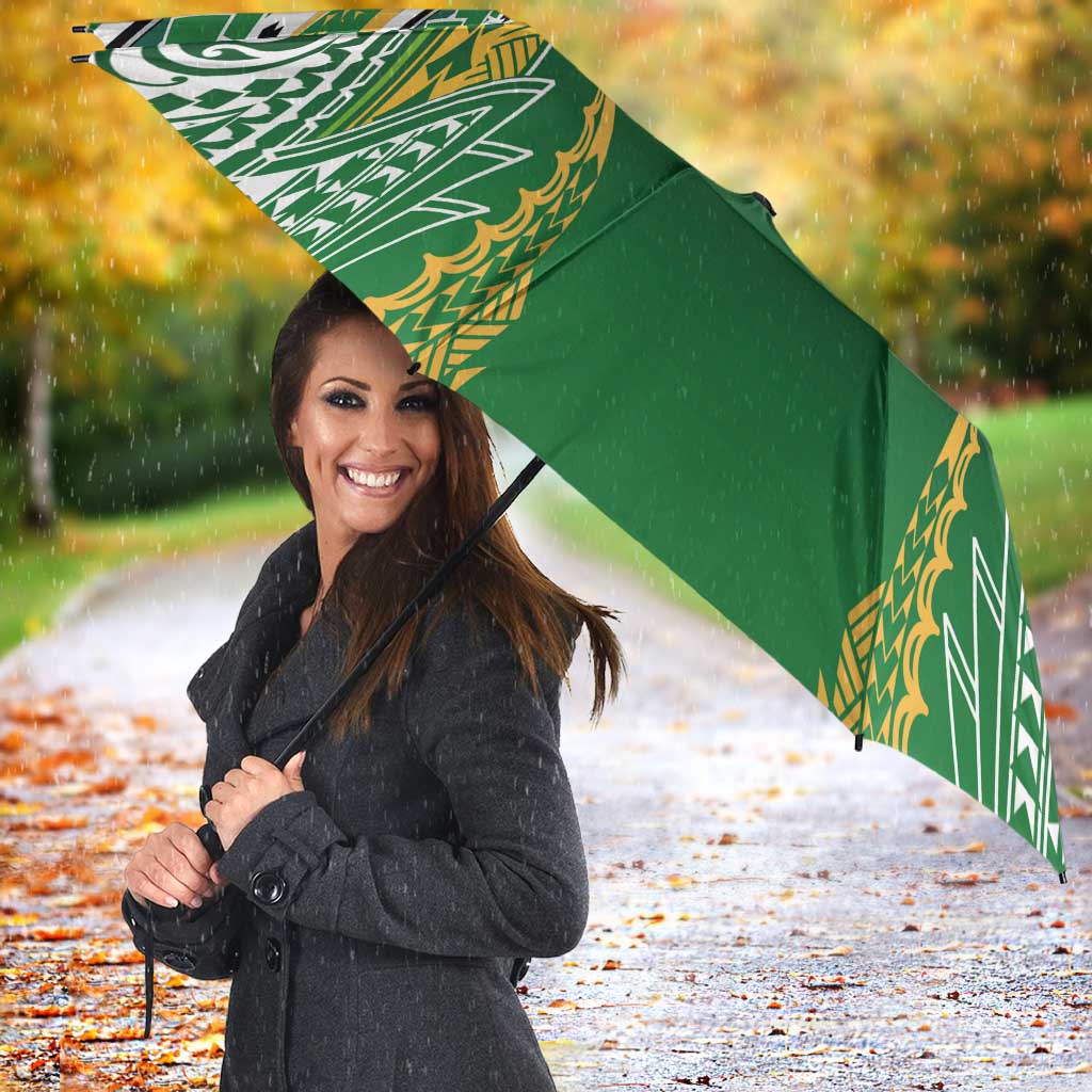 Cook Islands Rugby League Umbrella Avaiki Tatau Tribal Motifs Black Color - Polynesian Pride