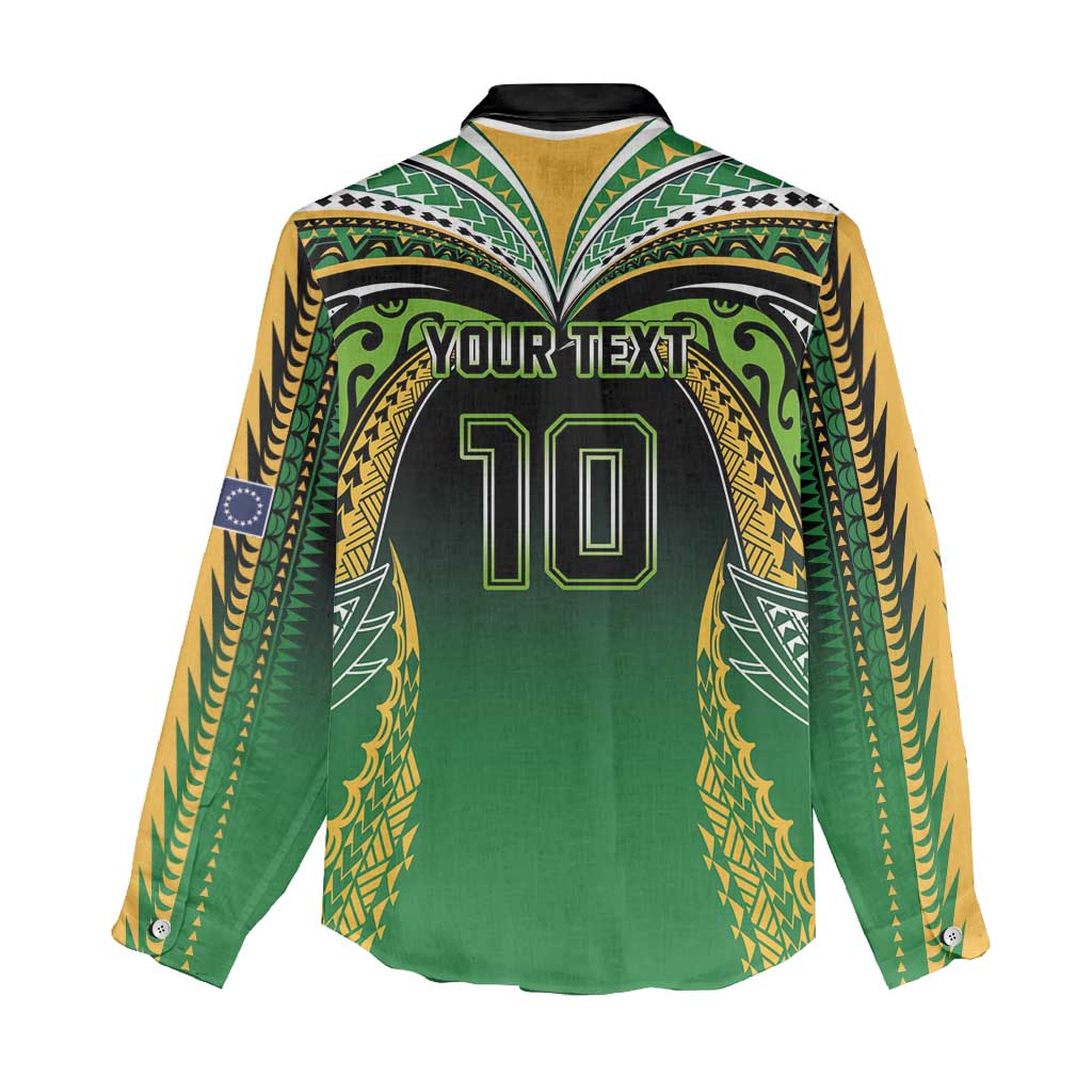 Custom Cook Islands Rugby League Women Casual Shirt Avaiki Tatau Tribal Motifs Black Color LT03 - Polynesian Pride