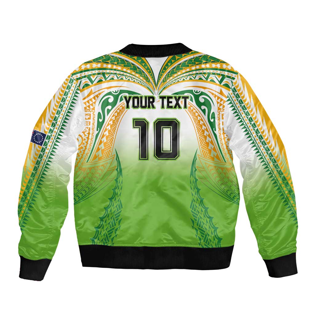 Custom Cook Islands Rugby League Bomber Jacket Avaiki Tatau Tribal Motifs White Color - Polynesian Pride