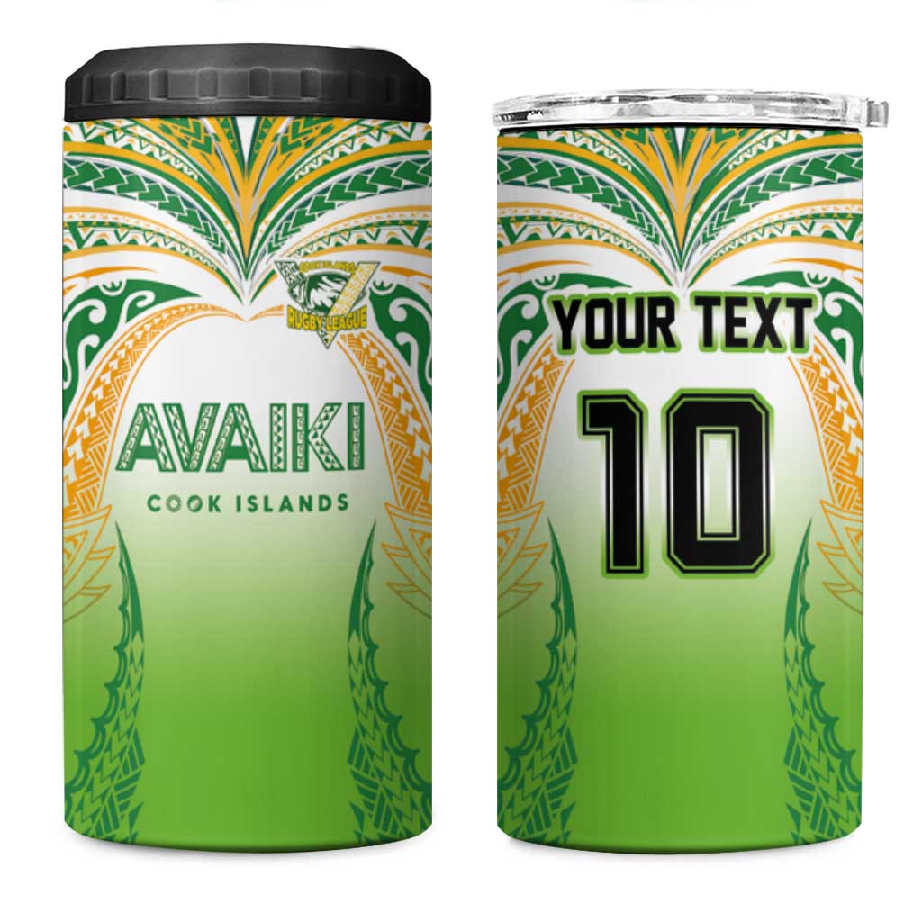 Custom Cook Islands Rugby League 4 in 1 Can Cooler Tumbler Avaiki Tatau Tribal Motifs White Color LT03 One Size: 16 oz White - Polynesian Pride