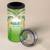 Custom Cook Islands Rugby League 4 in 1 Can Cooler Tumbler Avaiki Tatau Tribal Motifs White Color LT03 - Polynesian Pride