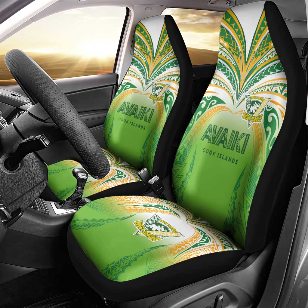 Cook Islands Rugby League Car Seat Cover Avaiki Tatau Tribal Motifs White Color LT03 - Polynesian Pride