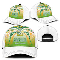 Cook Islands Rugby League Classic Cap Avaiki Tatau Tribal Motifs White Color - Polynesian Pride