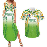 Custom Cook Islands Rugby League Couples Matching Summer Maxi Dress and Hawaiian Shirt Avaiki Tatau Tribal Motifs White Color LT03 White - Polynesian Pride