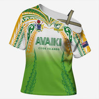 Custom Cook Islands Rugby League Cross Shoulder Shirt Avaiki Tatau Tribal Motifs White Color LT03 Female White - Polynesian Pride