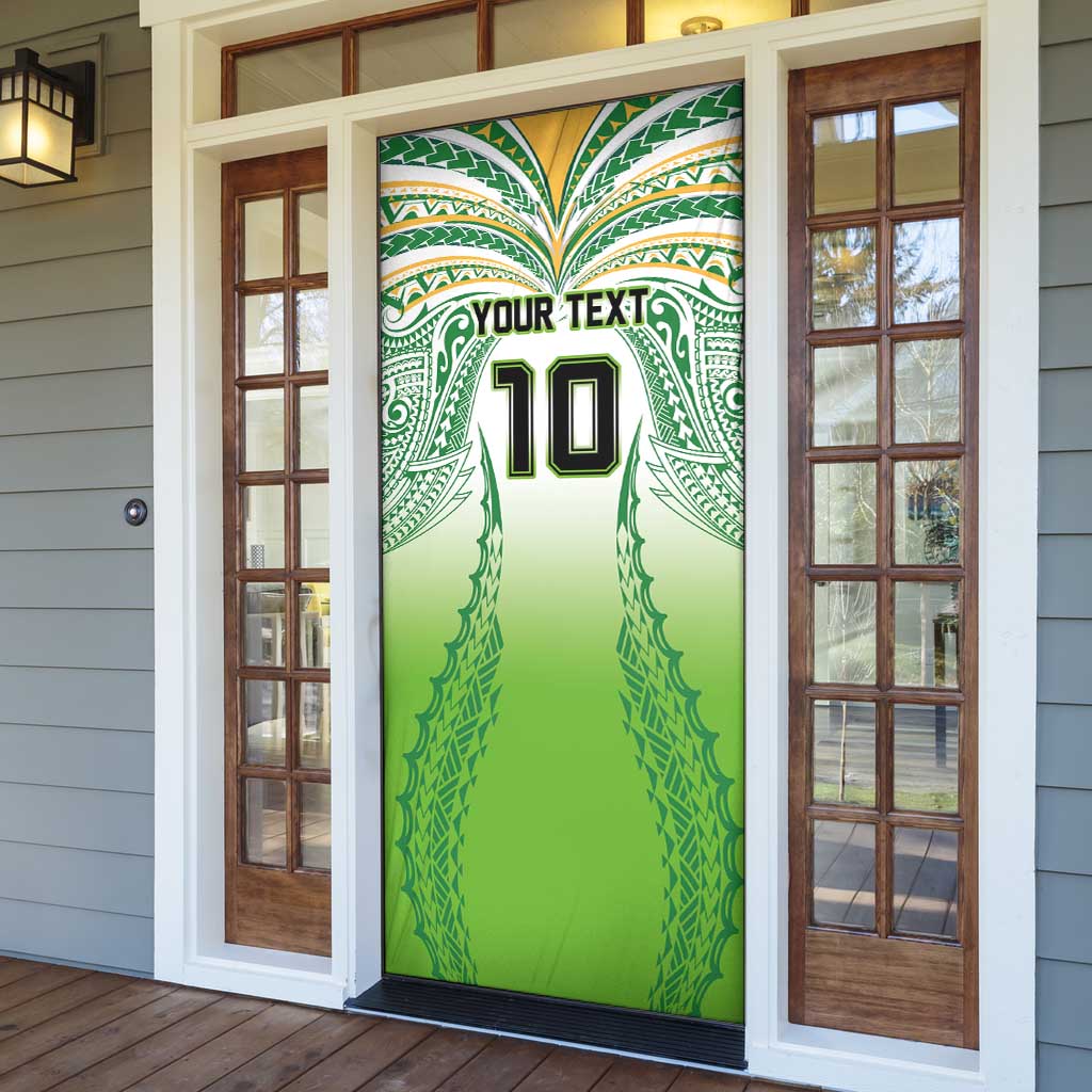 Custom Cook Islands Rugby League Door Cover Avaiki Tatau Tribal Motifs White Color LT03 - Polynesian Pride