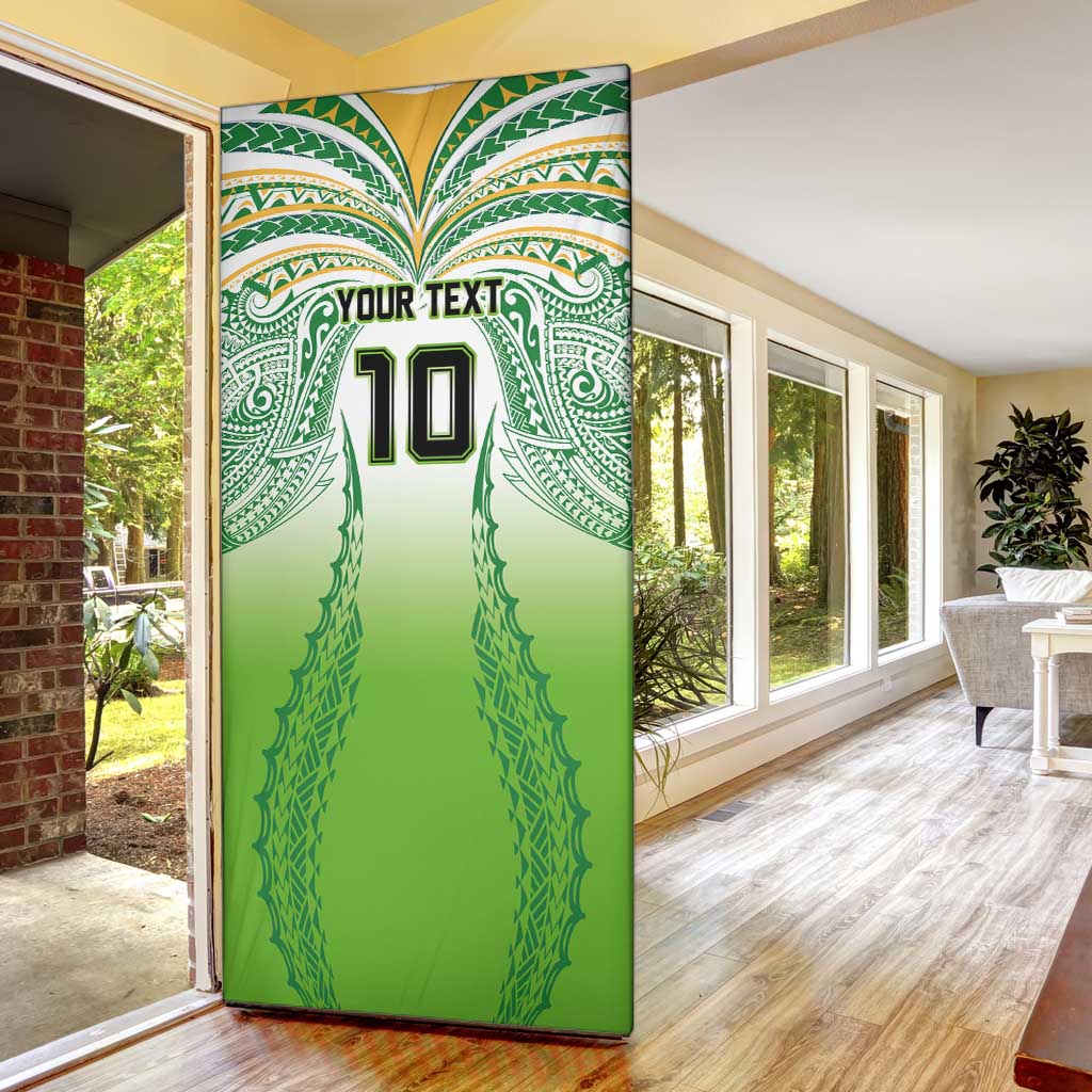 Custom Cook Islands Rugby League Door Cover Avaiki Tatau Tribal Motifs White Color LT03 - Polynesian Pride