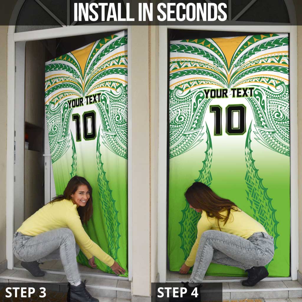 Custom Cook Islands Rugby League Door Cover Avaiki Tatau Tribal Motifs White Color LT03 - Polynesian Pride