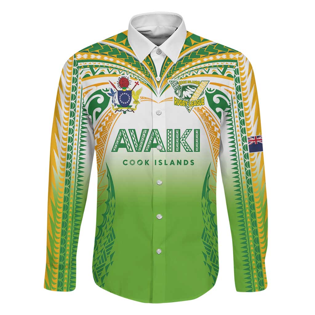 Custom Cook Islands Rugby League Family Matching Puletasi and Hawaiian Shirt Avaiki Tatau Tribal Motifs White Color LT03 Dad's Shirt - Long Sleeve White - Polynesian Pride