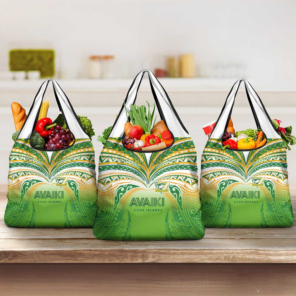 Cook Islands Rugby League Grocery Bag Avaiki Tatau Tribal Motifs White Color - Polynesian Pride