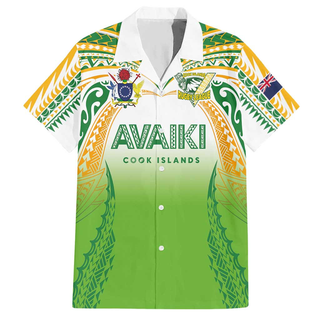 Custom Cook Islands Rugby League Hawaiian Shirt Avaiki Tatau Tribal Motifs White Color LT03 White - Polynesian Pride