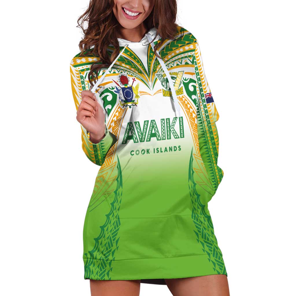 Custom Cook Islands Rugby League Hoodie Dress Avaiki Tatau Tribal Motifs White Color LT03 White - Polynesian Pride