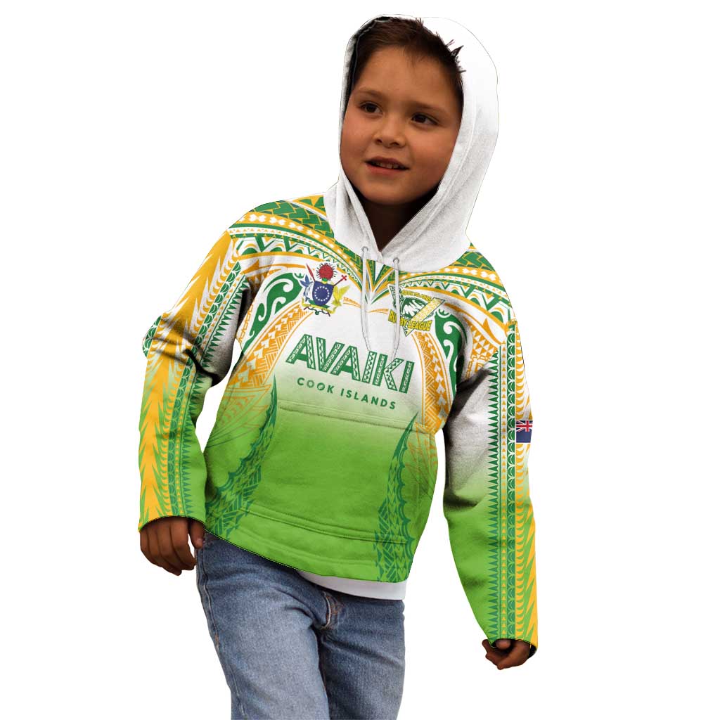 Custom Cook Islands Rugby League Kid Hoodie Avaiki Tatau Tribal Motifs White Color LT03 - Polynesian Pride