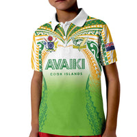 Custom Cook Islands Rugby League Kid Polo Shirt Avaiki Tatau Tribal Motifs White Color LT03 Kid White - Polynesian Pride