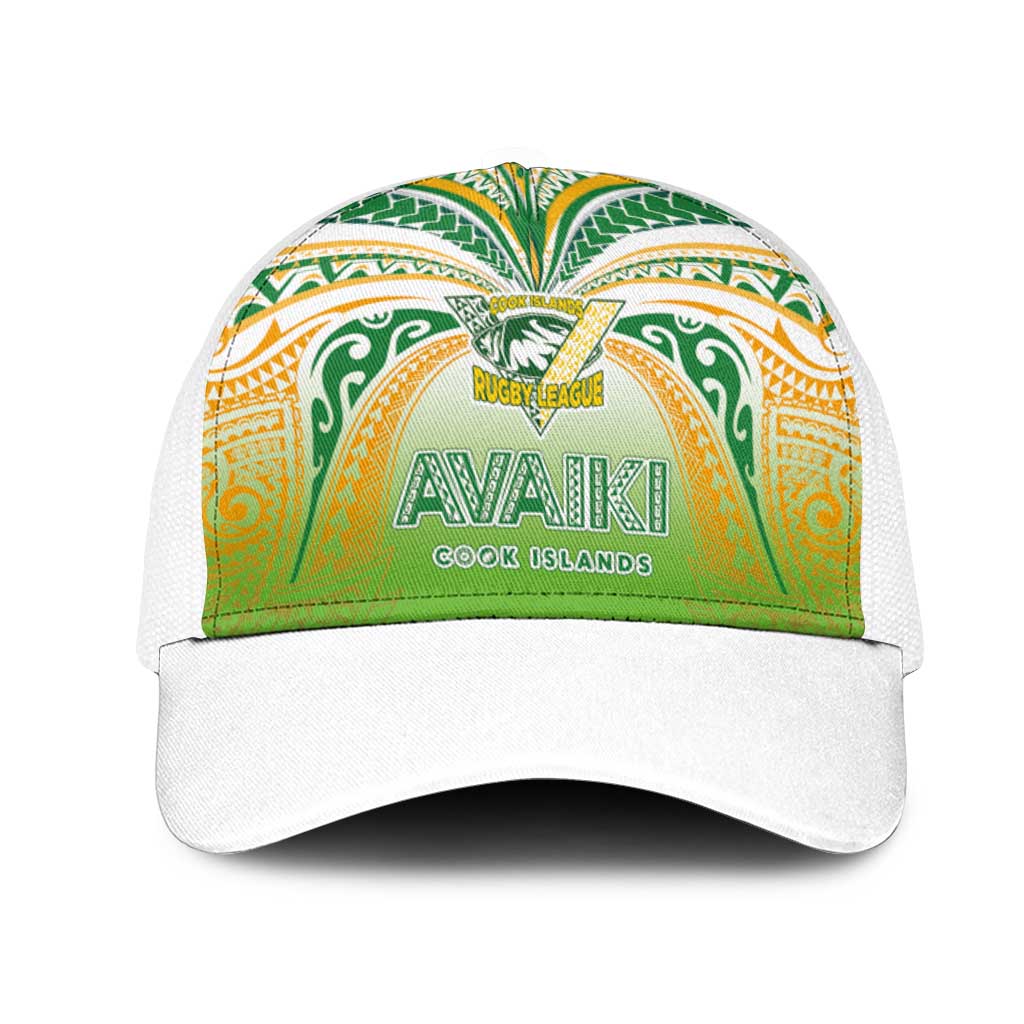 Cook Islands Rugby League Mesh Trucker Cap Avaiki Tatau Tribal Motifs White Color - Polynesian Pride