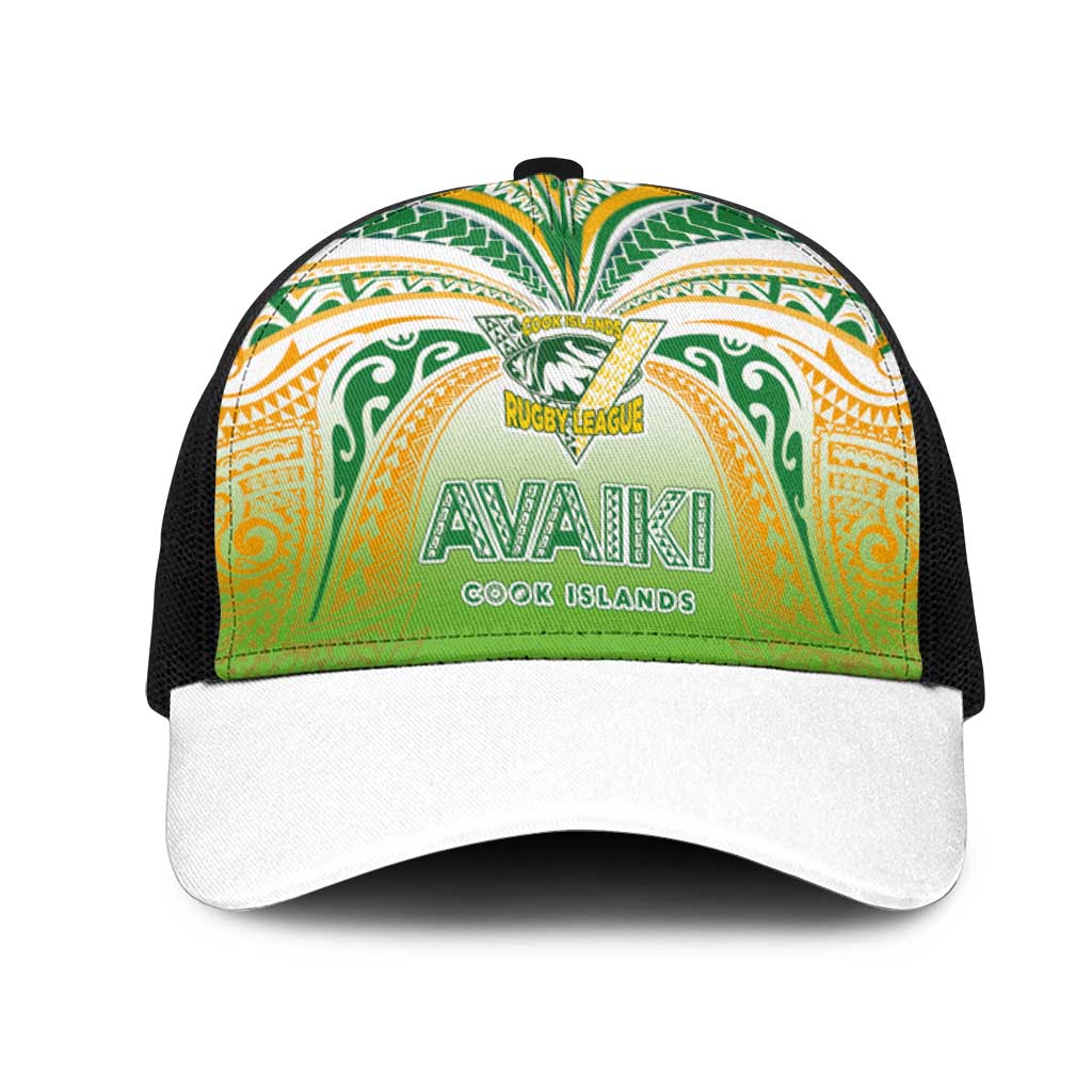 Cook Islands Rugby League Mesh Trucker Cap Avaiki Tatau Tribal Motifs White Color - Polynesian Pride