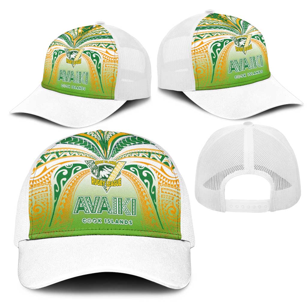 Cook Islands Rugby League Mesh Trucker Cap Avaiki Tatau Tribal Motifs White Color - Polynesian Pride
