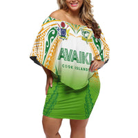 Custom Cook Islands Rugby League Off Shoulder Short Dress Avaiki Tatau Tribal Motifs White Color LT03 Women White - Polynesian Pride