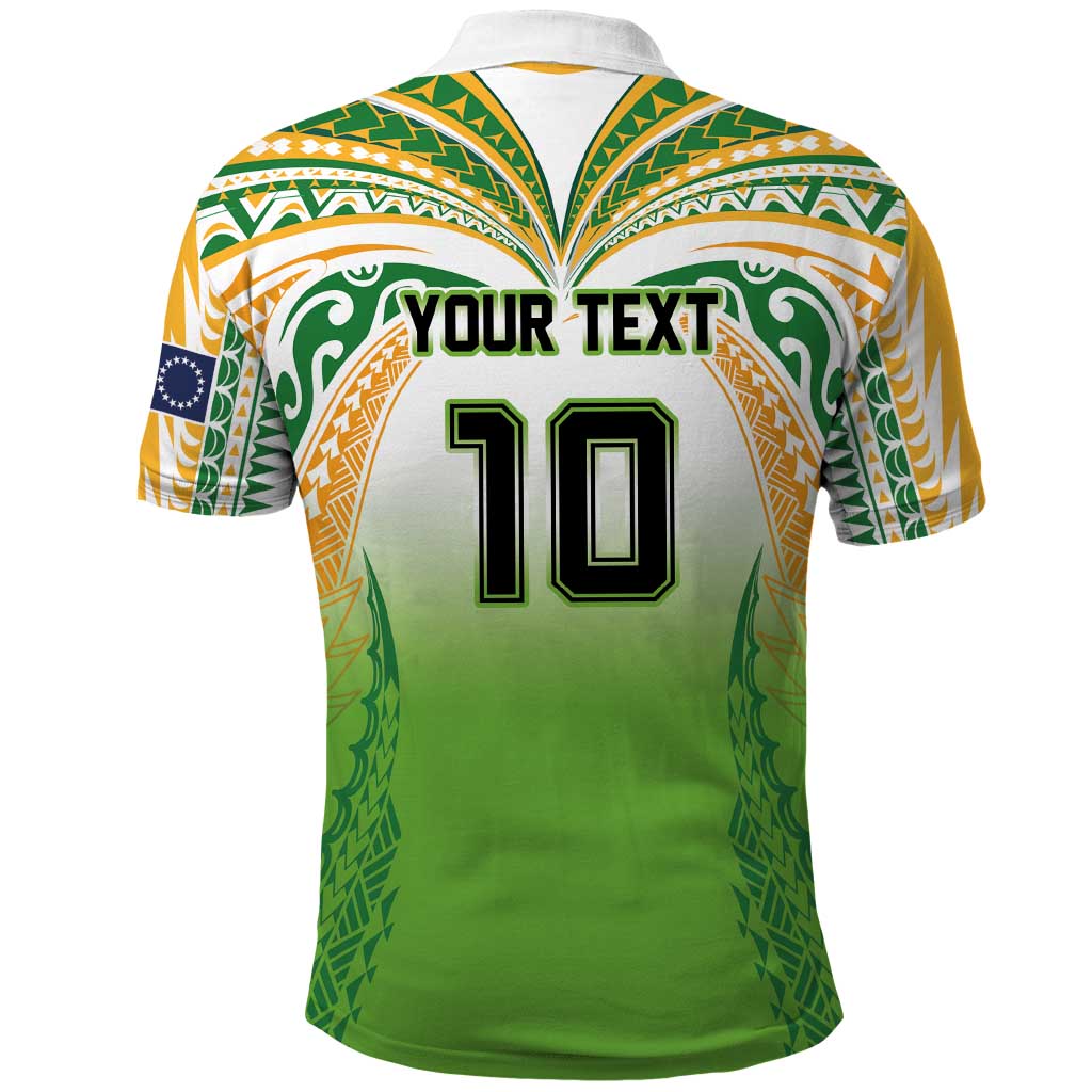 Custom Cook Islands Rugby League Polo Shirt Avaiki Tatau Tribal Motifs White Color LT03 - Polynesian Pride