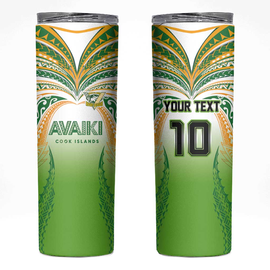 Custom Cook Islands Rugby League Skinny Tumbler Avaiki Tatau Tribal Motifs White Color LT03 White - Polynesian Pride