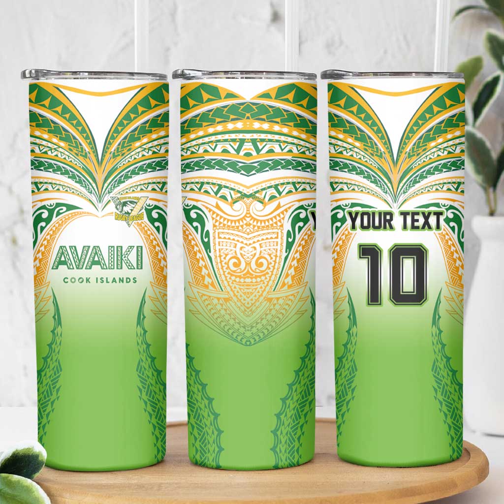 Custom Cook Islands Rugby League Skinny Tumbler Avaiki Tatau Tribal Motifs White Color LT03 - Polynesian Pride