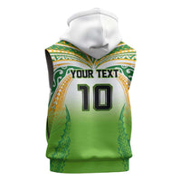 Custom Cook Islands Rugby League Sleeveless Hoodie Avaiki Tatau Tribal Motifs White Color LT03 - Polynesian Pride
