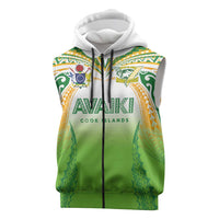 Custom Cook Islands Rugby League Sleeveless Zip Hoodie Avaiki Tatau Tribal Motifs White Color LT03 White - Polynesian Pride