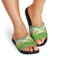 Cook Islands Rugby League Slide Sandals Avaiki Tatau Tribal Motifs White Color - Polynesian Pride