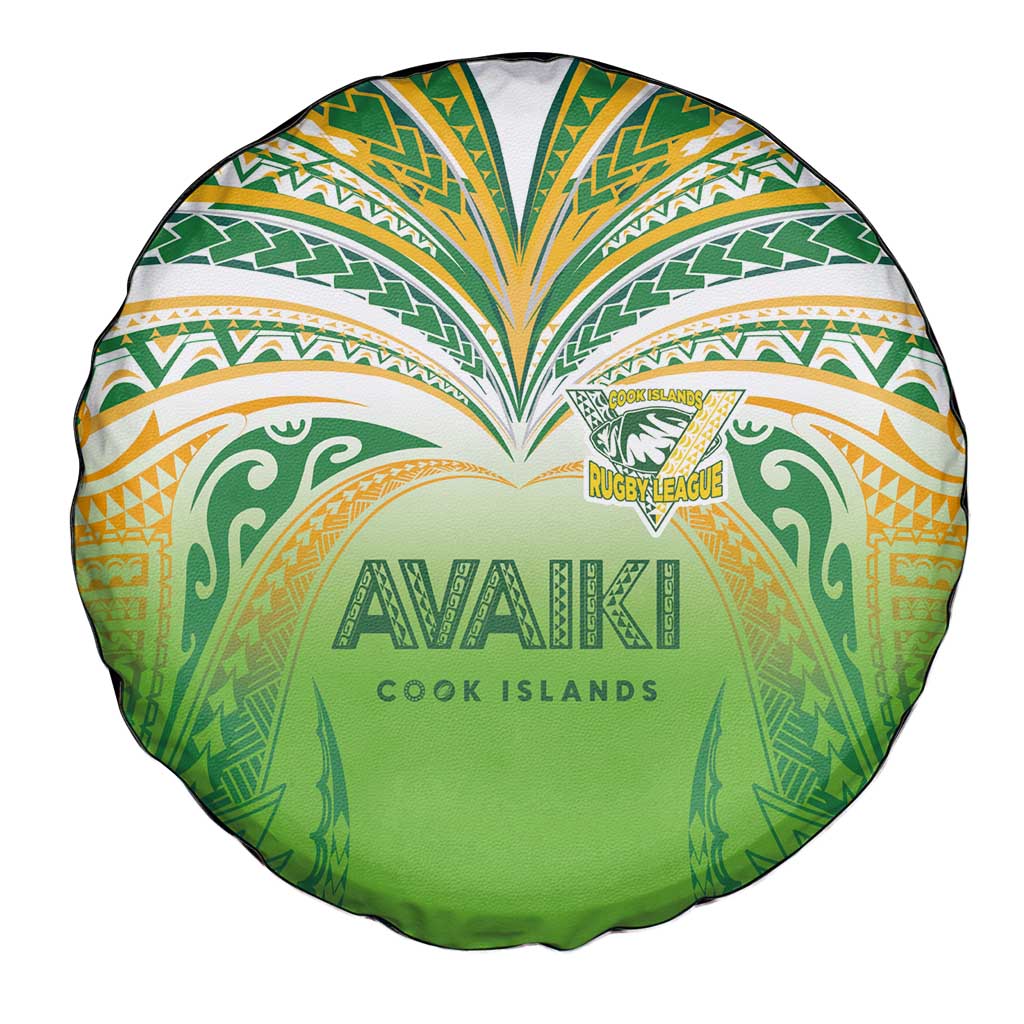 Cook Islands Rugby League Spare Tire Cover Avaiki Tatau Tribal Motifs White Color LT03 - Polynesian Pride