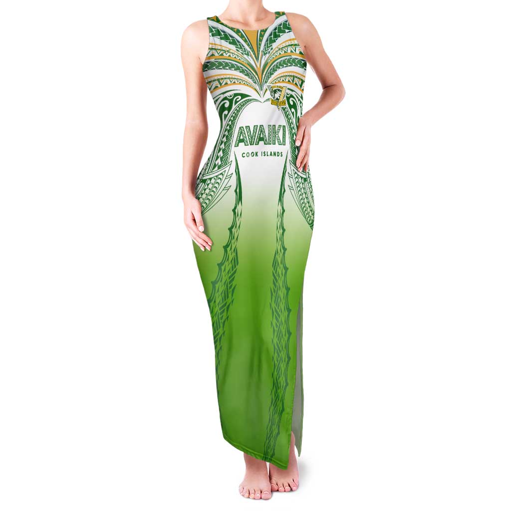 Custom Cook Islands Rugby League Tank Maxi Dress Avaiki Tatau Tribal Motifs White Color LT03 Women White - Polynesian Pride