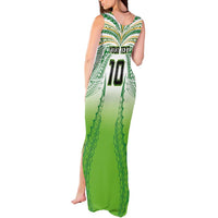 Custom Cook Islands Rugby League Tank Maxi Dress Avaiki Tatau Tribal Motifs White Color LT03 - Polynesian Pride