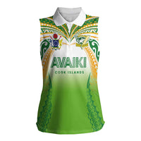 Custom Cook Islands Rugby League Women Sleeveless Polo Shirt Avaiki Tatau Tribal Motifs White Color LT03 Female White - Polynesian Pride