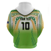 Custom Cook Islands Rugby League Zip Hoodie Avaiki Tatau Tribal Motifs White Color LT03 - Polynesian Pride