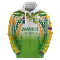 Custom Cook Islands Rugby League Zip Hoodie Avaiki Tatau Tribal Motifs White Color LT03 - Polynesian Pride