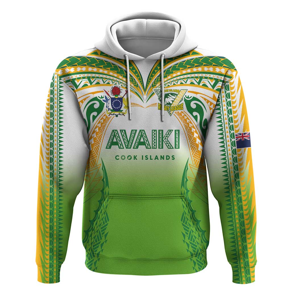 Custom Cook Islands Rugby League Zip Hoodie Avaiki Tatau Tribal Motifs White Color LT03 Pullover Hoodie White - Polynesian Pride