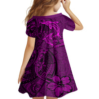 Polynesian Dolphin Valentine Day Family Matching Off Shoulder Maxi Dress and Hawaiian Shirt Hibiscus and Tribal Tattoo Pink Style LT03 - Polynesian Pride