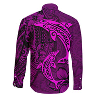Polynesian Dolphin Valentine Day Family Matching Off Shoulder Short Dress and Hawaiian Shirt Hibiscus and Tribal Tattoo Pink Style LT03 - Polynesian Pride
