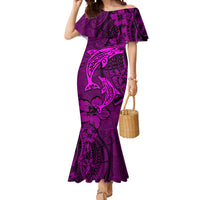 Polynesian Dolphin Valentine Day Mermaid Dress Hibiscus and Tribal Tattoo Pink Style LT03 Women Pink - Polynesian Pride